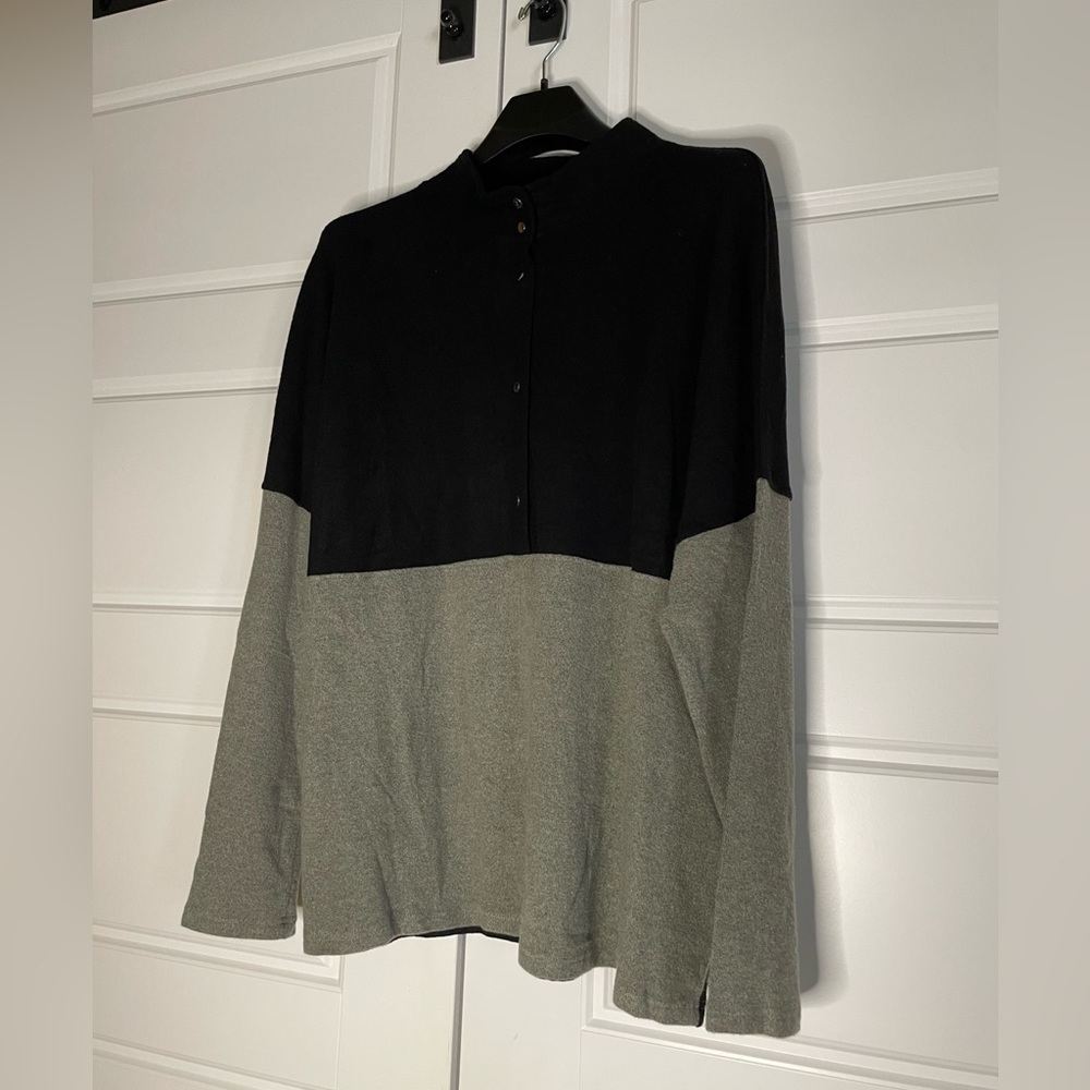 Suzanne‎ Betro Simple Color Block Tunic Sweater Black Gray 2X U0602755